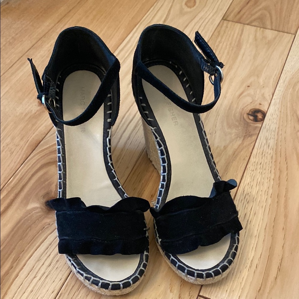 Marc Fisher Black Wedge Espadrilles